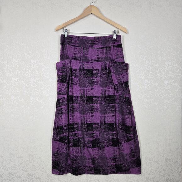 Cut Loose Maxi Skirt sz M* Purple Black Pull On Elastic Waist Pockets - Picture 12 of 12